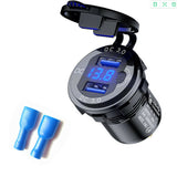 Car Dual USB 12V-24V Charger Quick Charge QC3.0 Socket Power Outlet w/Voltmeter black