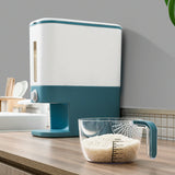 12Kg Auto Grain Case Cereal Dispenser Storage Box Kitchen Food Rice Container GREY/BLUE