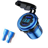 Car Dual USB 12V-24V Charger Quick Charge QC3.0 Socket Power Outlet w/Voltmeter black