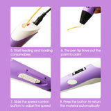 LCD Screen 3 Free Filaments Doodle Drawing Kid Gift 3D Printing Pen Set Printer