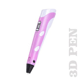 LCD Screen 3 Free Filaments Doodle Drawing Kid Gift 3D Printing Pen Set Printer