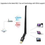 802.11ac AC600 USB WiFi Wireless Adapter Dongle WPS 5GHz Dual Band 5dBi Antenna
