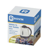12V White Kettle Cigarette Lighter 12V Power Socket Boil Dry Protector - 1L