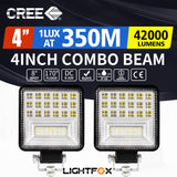 Pair 4" inch LED Work Lights Spot Flood Square Fog Lamp Reverse Offroad Truck