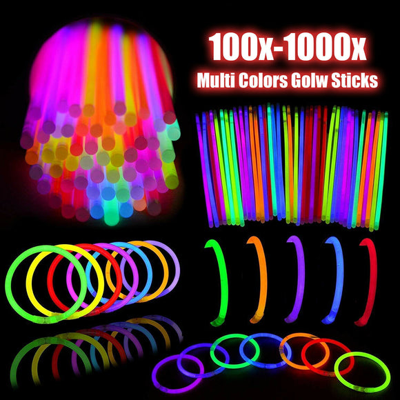 100-1000pcs Color Mixed Glow Sticks Party Glowsticks Bracelets Light No Flame