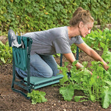 2 in1 GARDEN KNEELER PADDED PAD SEAT STOOL GARDENING WORK 6 TOOLS + 2 POUCHES