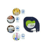 Compatible Dymo LetraTag Refills 91331 Plastic Label Tape LT-100H 12mm x 4m