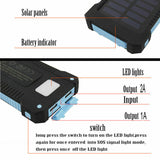 10000mah Solar Power Bank Portable External Battery Dual USB Phone Charger