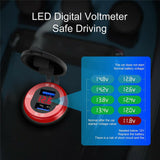 Car Dual USB 12V-24V Charger Quick Charge QC3.0 Socket Power Outlet w/Voltmeter black