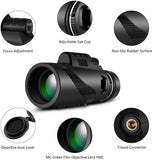 HD Portable Telescope Monocular For Travel Night Vision+Phone Clip +Tripodset