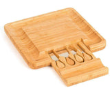 Bamboo Cheese Board & Knife Wooden Serving Cutting Chopping Boards & Knives