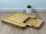 Bamboo Cheese Board & Knife Wooden Serving Cutting Chopping Boards & Knives