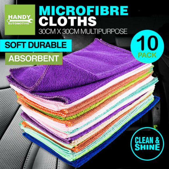10PCS Handy Hardware Microfibre Cleaning Cloth Automotive Home 30cm x 30cm