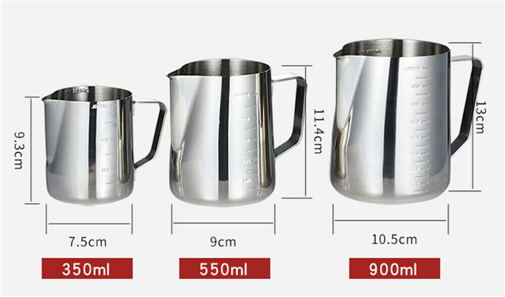 Stainless Steel Milk Coffee Pitcher Espresso Frothing Scale Jug Pot La –  www.