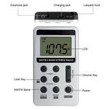 FM/AM Mini Radio Pocket Receiver Portable Digital LCD Stereo Earphone Set USB