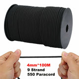 100m 550 Paracord Parachute Cord Lanyard Mil Spec Type III 9 Strand Core Rope