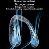 Rechargeable USB Neck Fan Neckband Leafless Cooling Cooler Dual Effect Portable