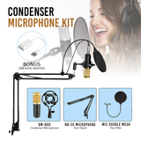 BM800 Condenser Microphone Kit Studio Suspension Boom Scissor Arm Sound Card