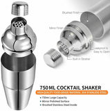 Cocktail Shaker Set Bartender Kit with Rotating Bamboo and 10-Piece Stainless