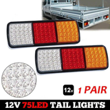 2X 75 LED Tail Lights Stop Indicator 12V Trailer Truck Boat Lamp