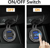 Car Dual USB 12V-24V Charger Quick Charge QC3.0 Socket Power Outlet w/Voltmeter black