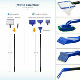 5 in1 Water Aquarium Cleaning Tool Fish Tank Gravel Vacuum Glass Cleaner Brush