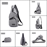 Man Shoulder Backpack Chest Bag Sling Cross Body Satchel Outdoor Charging Port