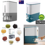 12Kg Auto Grain Case Cereal Dispenser Storage Box Kitchen Food Rice Container GREY/BLUE