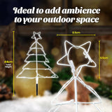 Christmas Xmas White LED Solar Light 35x44cm Silhouette Tree Stake Lights