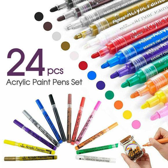 24 Acrylic Paint Pens For Rock Painting Stone Ceramic Glass Rock Markers