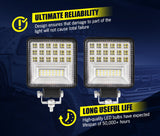 Pair 4" inch LED Work Lights Spot Flood Square Fog Lamp Reverse Offroad Truck
