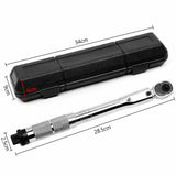 1/2 inch Drive Click Torque Wrench, 3/8" Adapters, 5” Extension Bar (42-210 Nm)