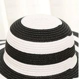 Fashion Women Sun Hat Foldable Wide Brim Stripe Contrast Beach Hat Sun Cap AU