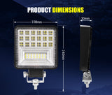 Pair 4" inch LED Work Lights Spot Flood Square Fog Lamp Reverse Offroad Truck