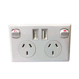 Dual USB Australian Power Point Home Wall Power Supply Socket Kit SAA Approval