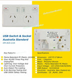 Dual USB Australian Power Point Home Wall Power Supply Socket Kit SAA Approval