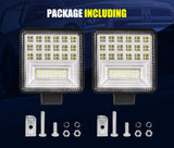 Pair 4" inch LED Work Lights Spot Flood Square Fog Lamp Reverse Offroad Truck
