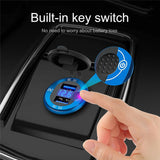 Car Dual USB 12V-24V Charger Quick Charge QC3.0 Socket Power Outlet w/Voltmeter black