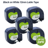 Compatible Dymo LetraTag Refills 91331 Plastic Label Tape LT-100H 12mm x 4m