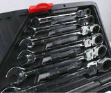12 Pcs Metric Flexible Head Ratchet Wrench Gear Spanner 8-19mm Cr-V Steel Set