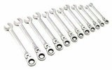 12 Pcs Metric Flexible Head Ratchet Wrench Gear Spanner 8-19mm Cr-V Steel Set