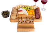 Bamboo Cheese Board & Knife Wooden Serving Cutting Chopping Boards & Knives
