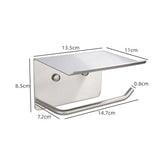 304 Stainless Steel Toilet Roll Holder Paper with Shelf Bathroom Wall Mounted