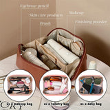 Cosmetic Divider Bag PU Makeup case Storage Portable Travel Pouch Large Capacity