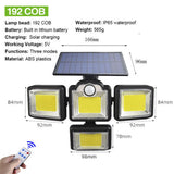 Motion Sensor 4 Head 192 LED Solar Lights Street Light Garden Wall Security Lamp