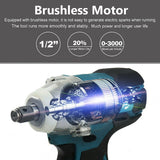 1/2" Cordless Impact Wrench Driver Brushless Rattle Gun With 1 battery