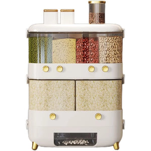 10kg Cereal Storage Rice Dispenser Kitchen 6 in1 Pantry Grain Dry Food Container