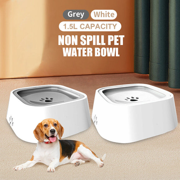 1.5L Pet Dog Cat Water Bowl No Spill Slow Feeder Dispenser Dust Free Non-Skip AU