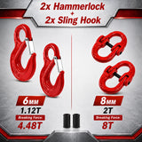 G80 Sling Hook 6mm & Hammerlock 8mm Lifting Connector Kit 4PCS