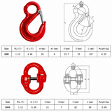 2x 6mm G80 Sling Hooks + 2x Hammerlock Chain Connectors 1.12T WLL